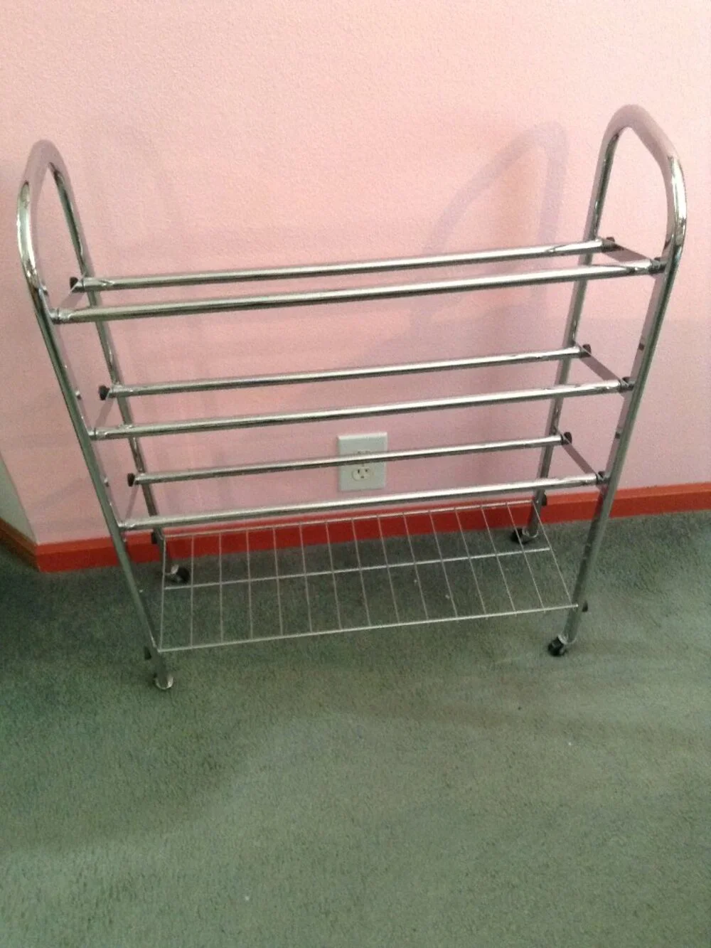 Whitmore Adjustable 4-Tier Rolling Shoe Rack, Chrome